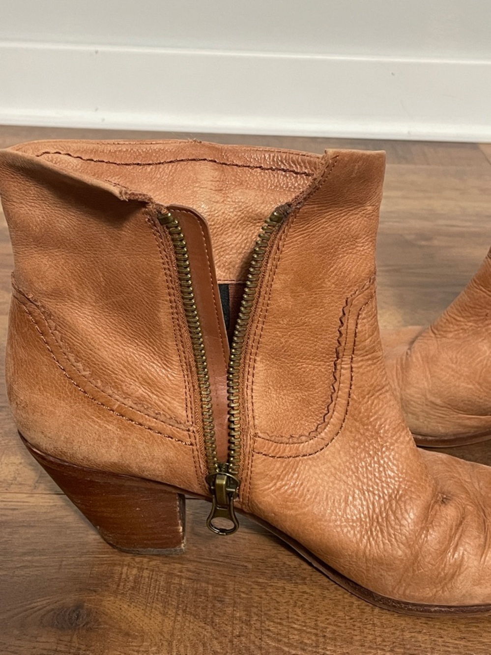 Sam Edelman Louie Tan Leather Fringe Ankle Boots Size 11 M - Picture 8 of 13